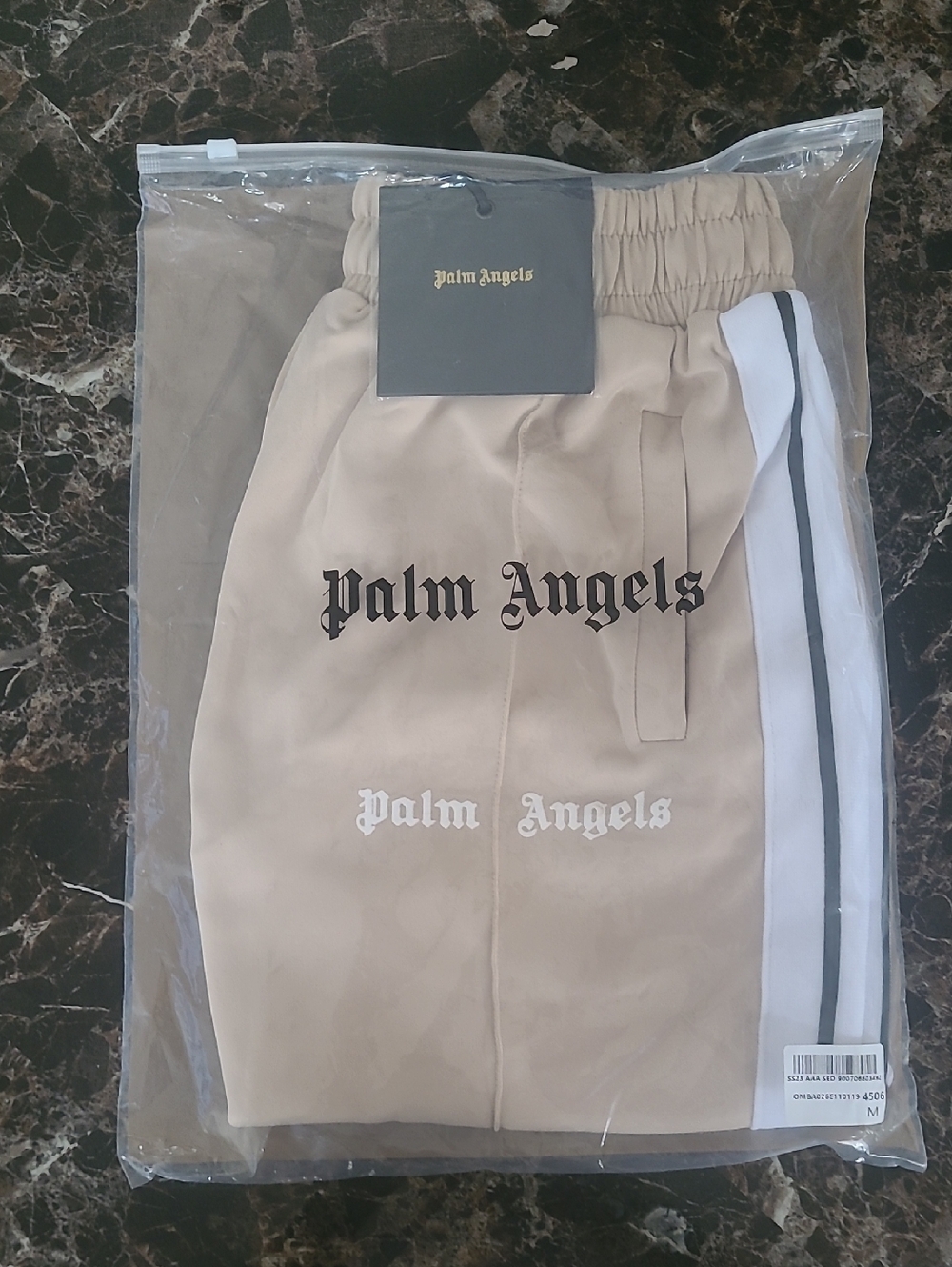 The Palm Angels Classic Track Shorts Beige/ White